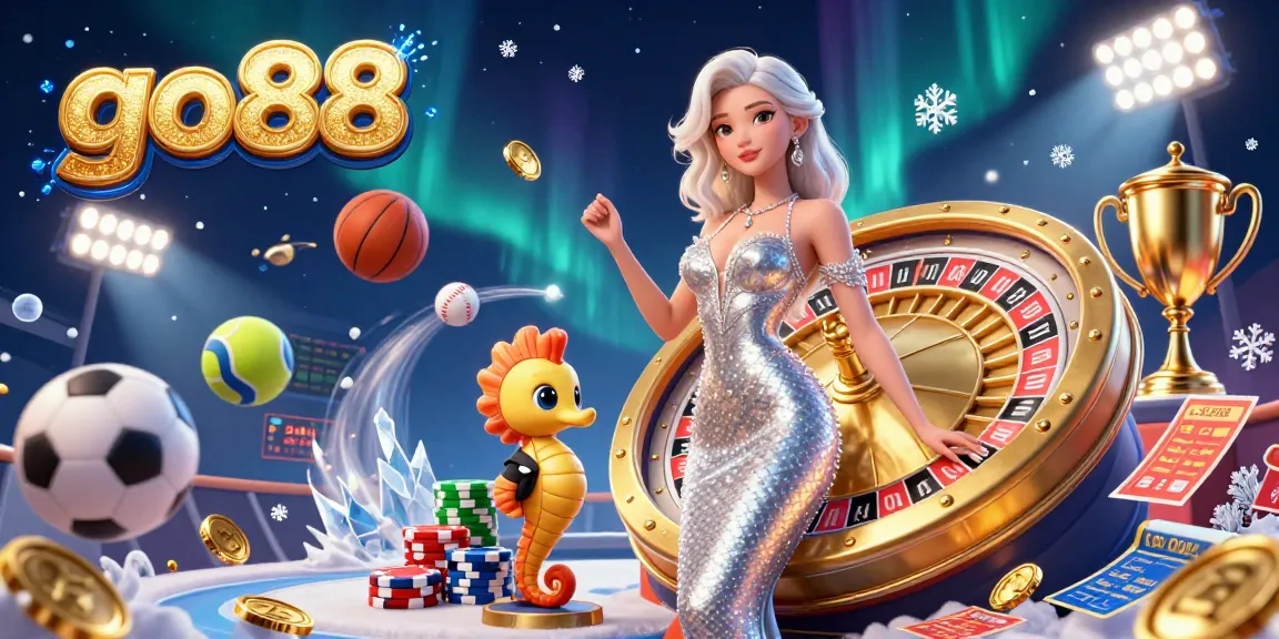 Play at go88 with a glamorous mermaid character beside a golden roulette wheel in a dynamic casino scene.