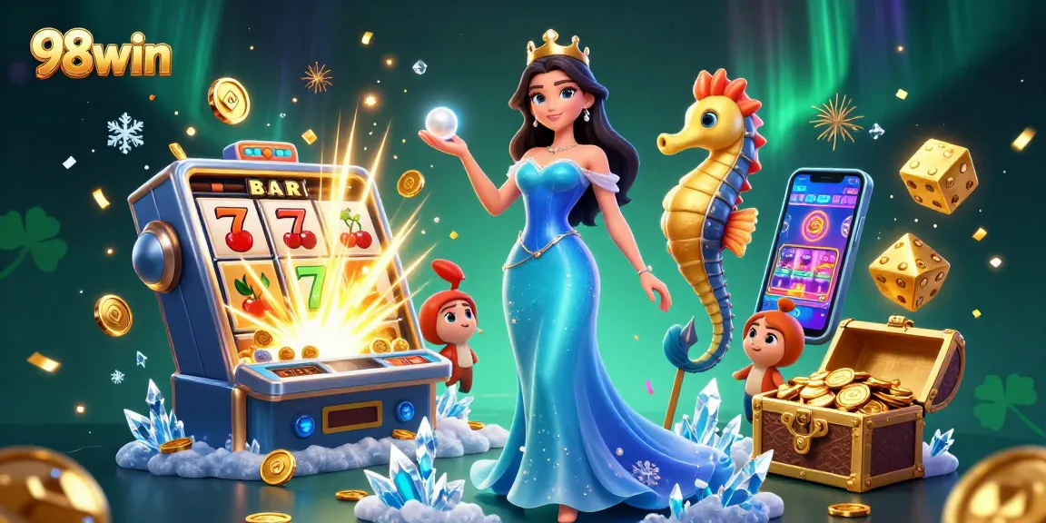 Spin to win big at 98win with vibrant casino elements showcasing jackpots and excitement.