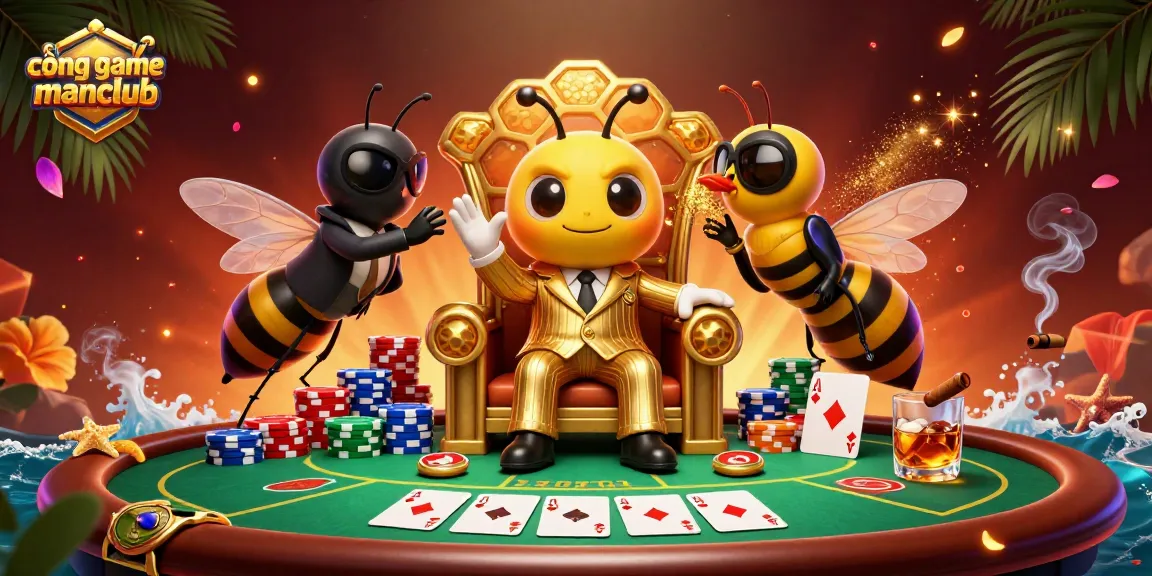Engage with the enchanting world of cổng game manclub through a vibrant poker scene featuring dynamic cartoon characters.