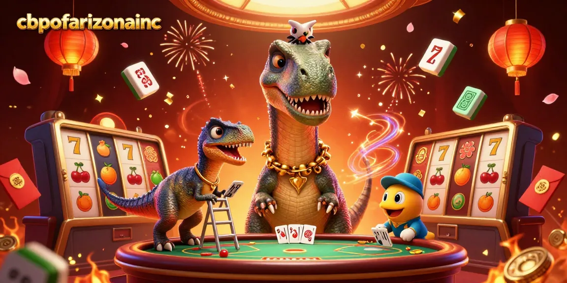 Engage with cbpofarizonainc's vibrant casino action featuring a brontosaurus and raptor.