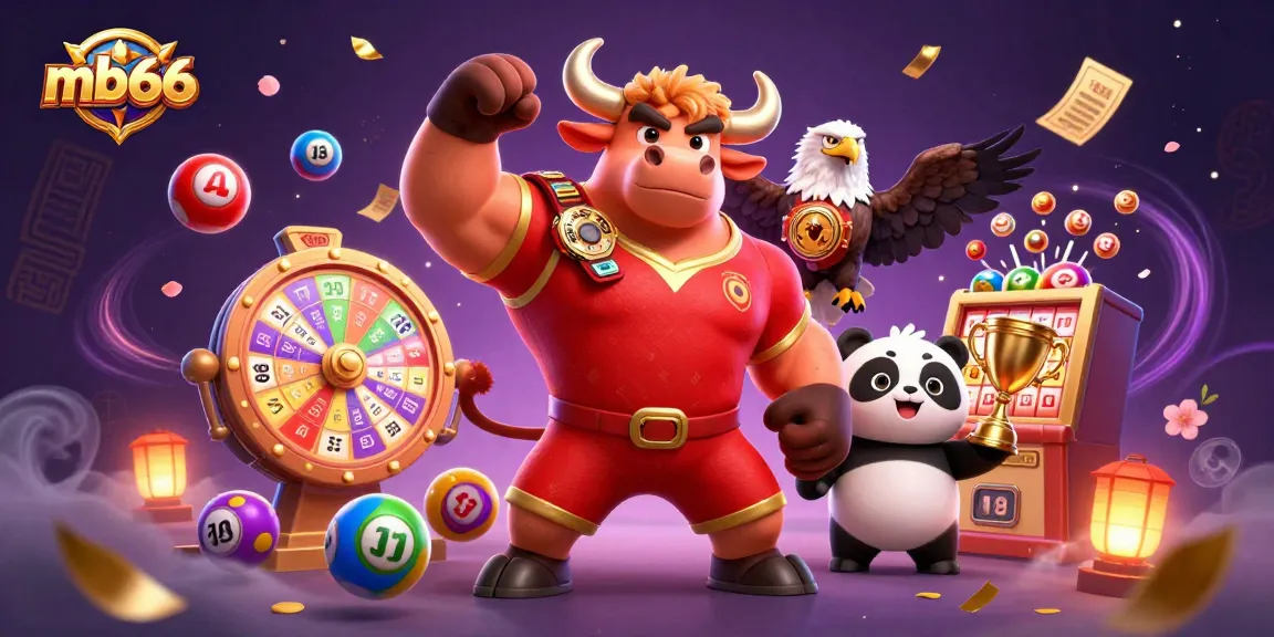 Engage with mb66, a lively casino world featuring a bull, eagle, and panda, exploring vibrant game elements.