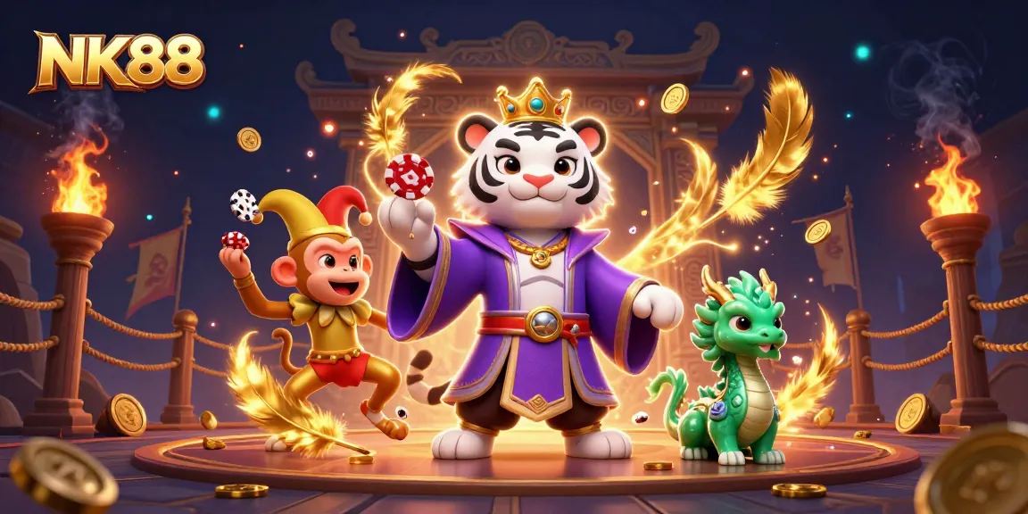 Experience thrilling gameplay at NK88 with lively characters creating a vibrant casino atmosphere.