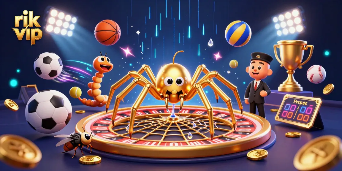 Experience excitement at rik vip's casino with cartoon characters betting at a roulette wheel.