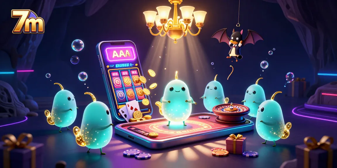 Experience 7m thrilling slots action amid glowworms and vibrant casino elements, perfect for players.