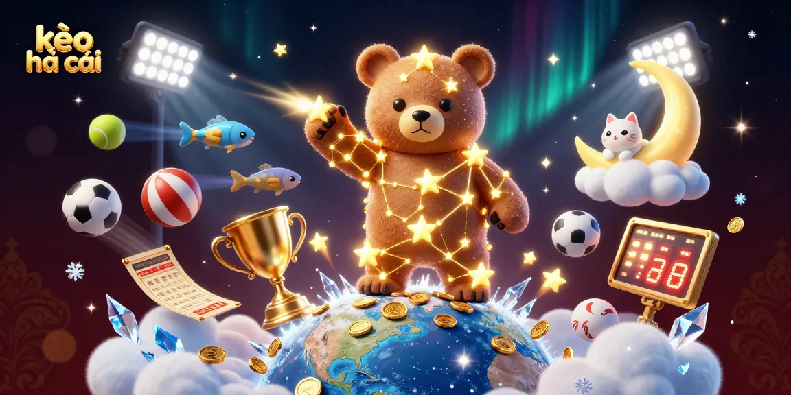 Explore kèo nhà cái with dynamic sports elements in a vibrant 3D illustration.