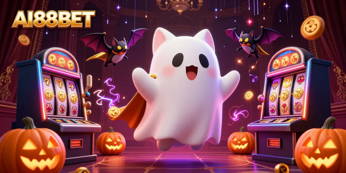 AI88BET invites players to enjoy an engaging haunted casino adventure with glowing pumpkins and ghostly characters.