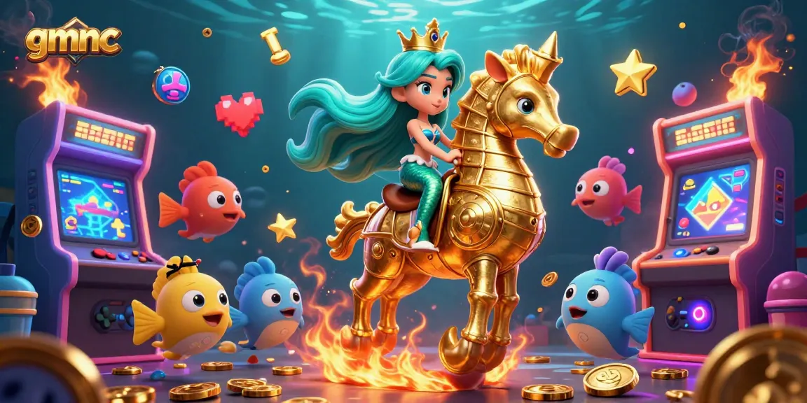 Engage with gmnc while diving into exciting underwater casino adventures with a mermaid princess and her seahorse.