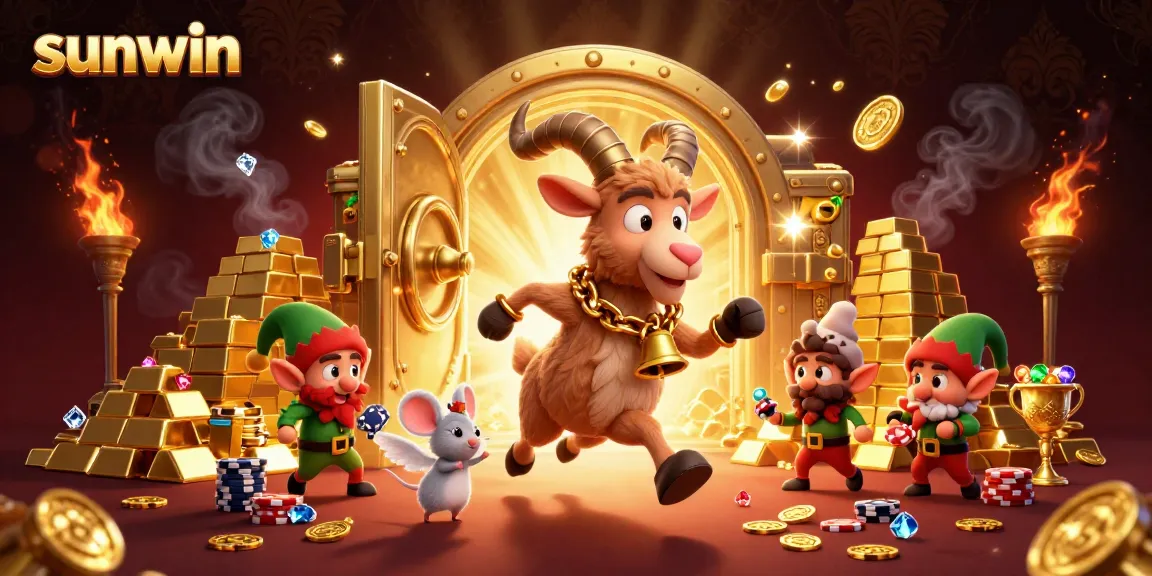 Experience the thrill of sunwin with Krampus, an angel mouse, and mischievous gremlins in a vibrant casino.