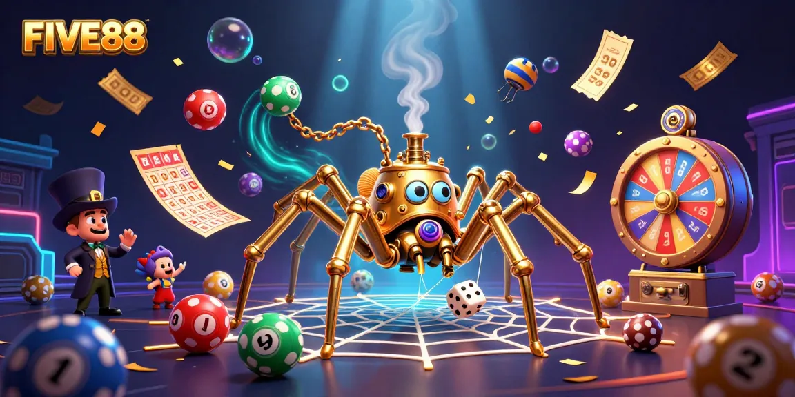 Join the excitement at FIVE88 with this vibrant, dynamic casino-themed 3D illustration featuring steampunk characters!