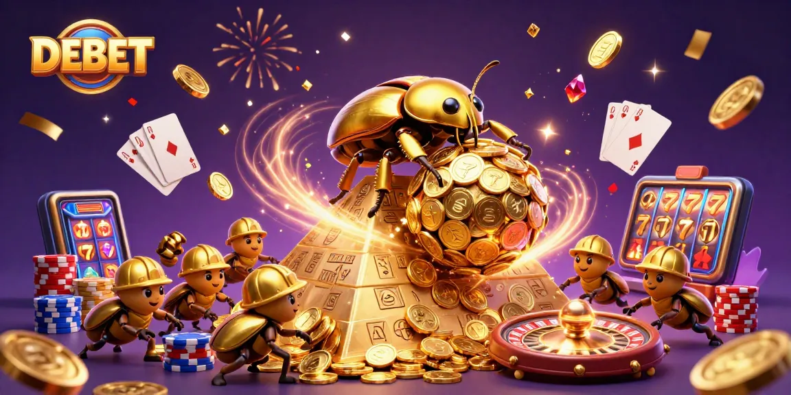 Spin to win with DEBET as a golden beetle rolls with casino treasures!