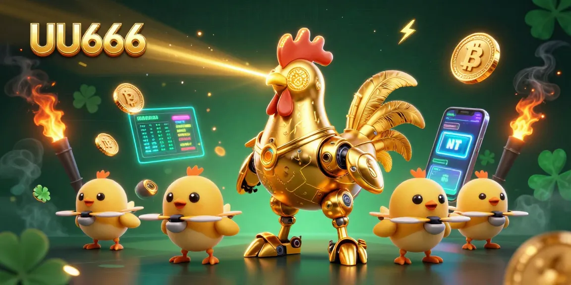 Engage in exciting gameplay at UU666 featuring a dynamic retro-futuristic casino illustration.